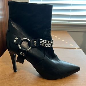 Pancaldi for Diane B black leather boot with silver chain harness. Size 40